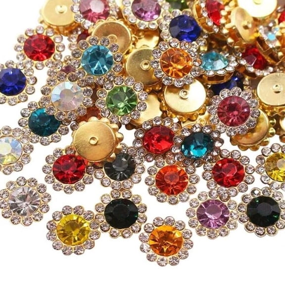 Rvaymup Flower Sew on Rhinestones Flatback Clear Glass Stone for Clothes Jewelry Costume