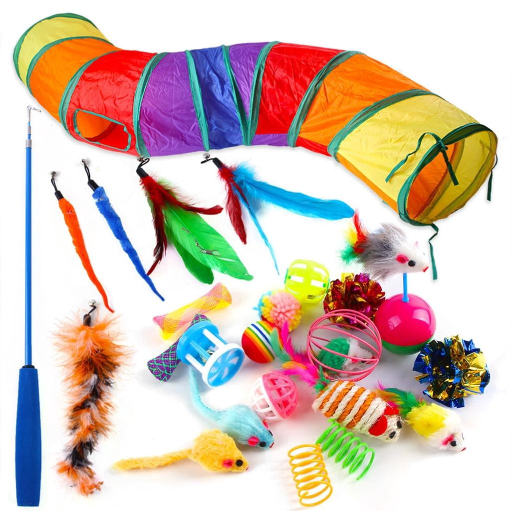 Sheer Fun Rvaymup Funny Cat Toy Set Cat Chewing Chasing Tunnel Hideouts Spring ...