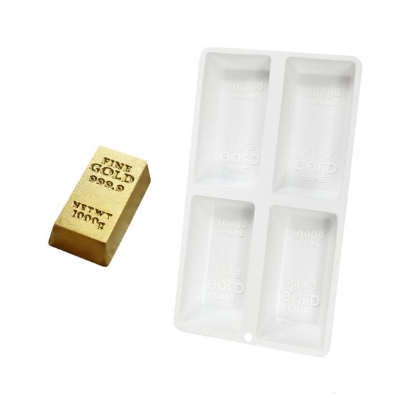 Rvaymup Gold Brick Shape Silicone Molds Fondant Mousses Cake Molds Making Pastry Chocolate Molds Baking Decorating Tool Nonstick