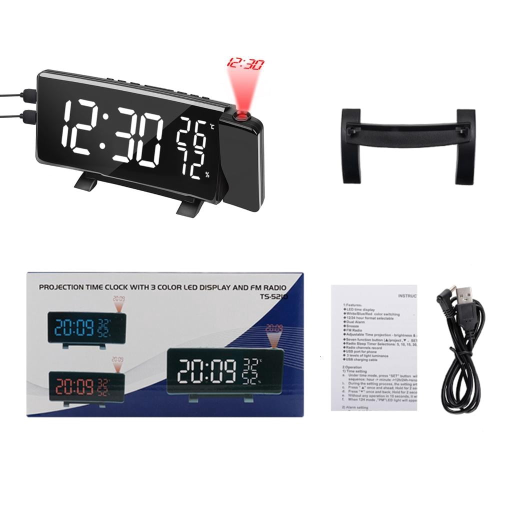 Rvaymup LED Display Curved Digital Clock with Projection Temperature ...