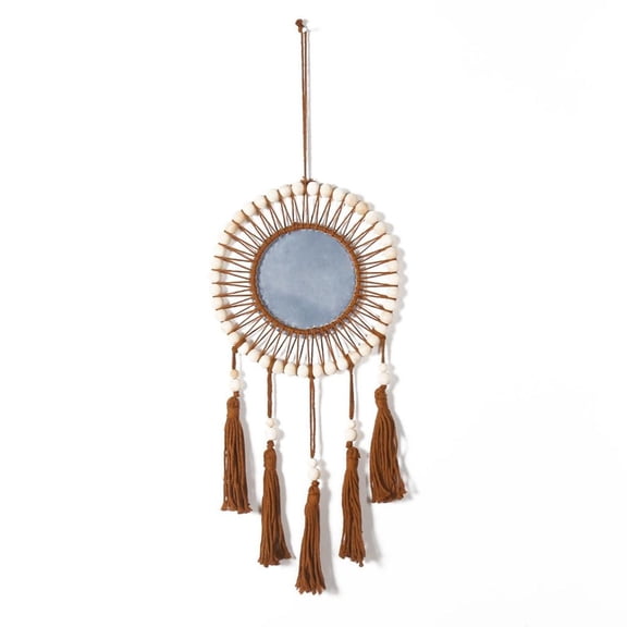 Rvaymup Mirrorr Decorative Large Macrames Round Mirrorr Living Room Bohemian Tapestry Wall Hanging for Home Decorations