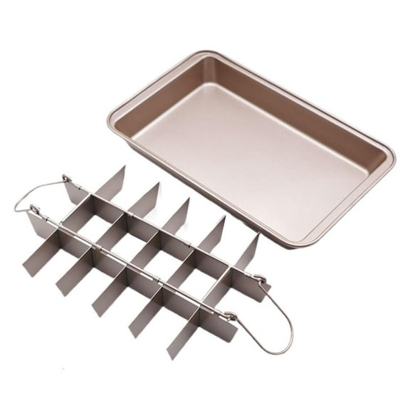 Rvaymup Non Stick Brownie Pan with Removable Dividers 18 Cavity Chocolate Cake Baking Tray Kitchen Carbon Steel Bakeware