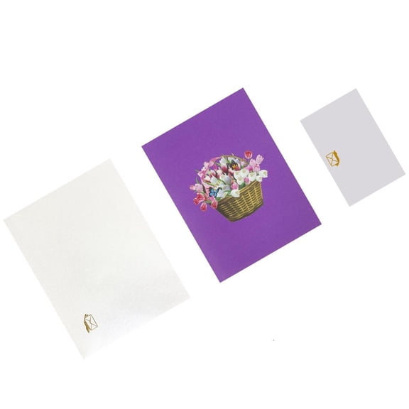 Rvaymup Tulips and Butterfly Basket Card Elegant Anniversary Greeting Card with Envelope