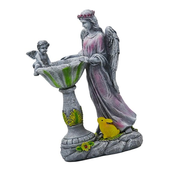 Rvaymup Weatherproof Resin Angel Statue Light up with Solar Lighting for Whimsical Garden and Patios Decors