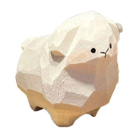 CIYISON Wooden Sheep Figurine Carved Miniature Lamb Statue Ornament DIY Craft Pendants Decors for Collectibles and Gift Giving