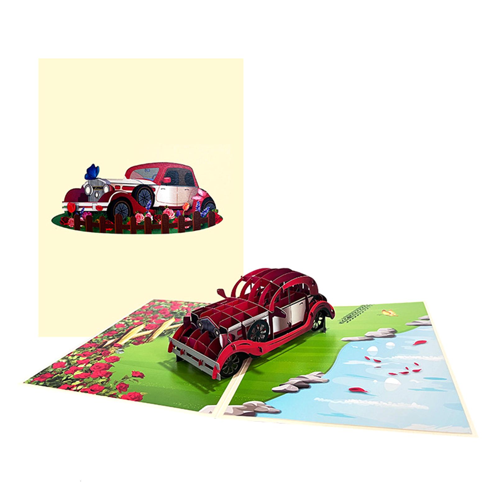 Rvaymup for Creative 3d Retro Car Greeting Card Holiday Wedding ...