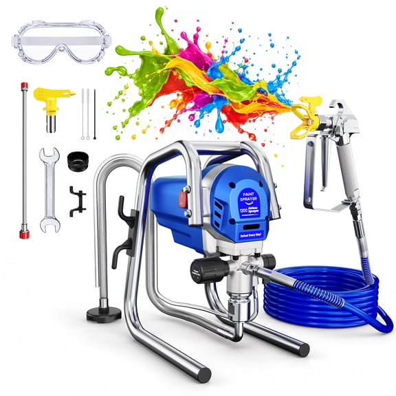 Rvchic 1200W 3300PSI Airless Paint Sprayer with Extension Rod, Thinning-Free Stand Sprayer for Home Exterior/Interior,Garage,Furniture Blue