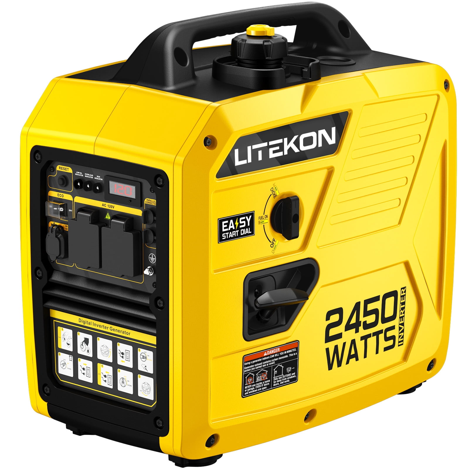 Generator Yellow Inko Small 2450-Watt Super Quiet & Lightweight Portable Inverter Generator,Gas ...