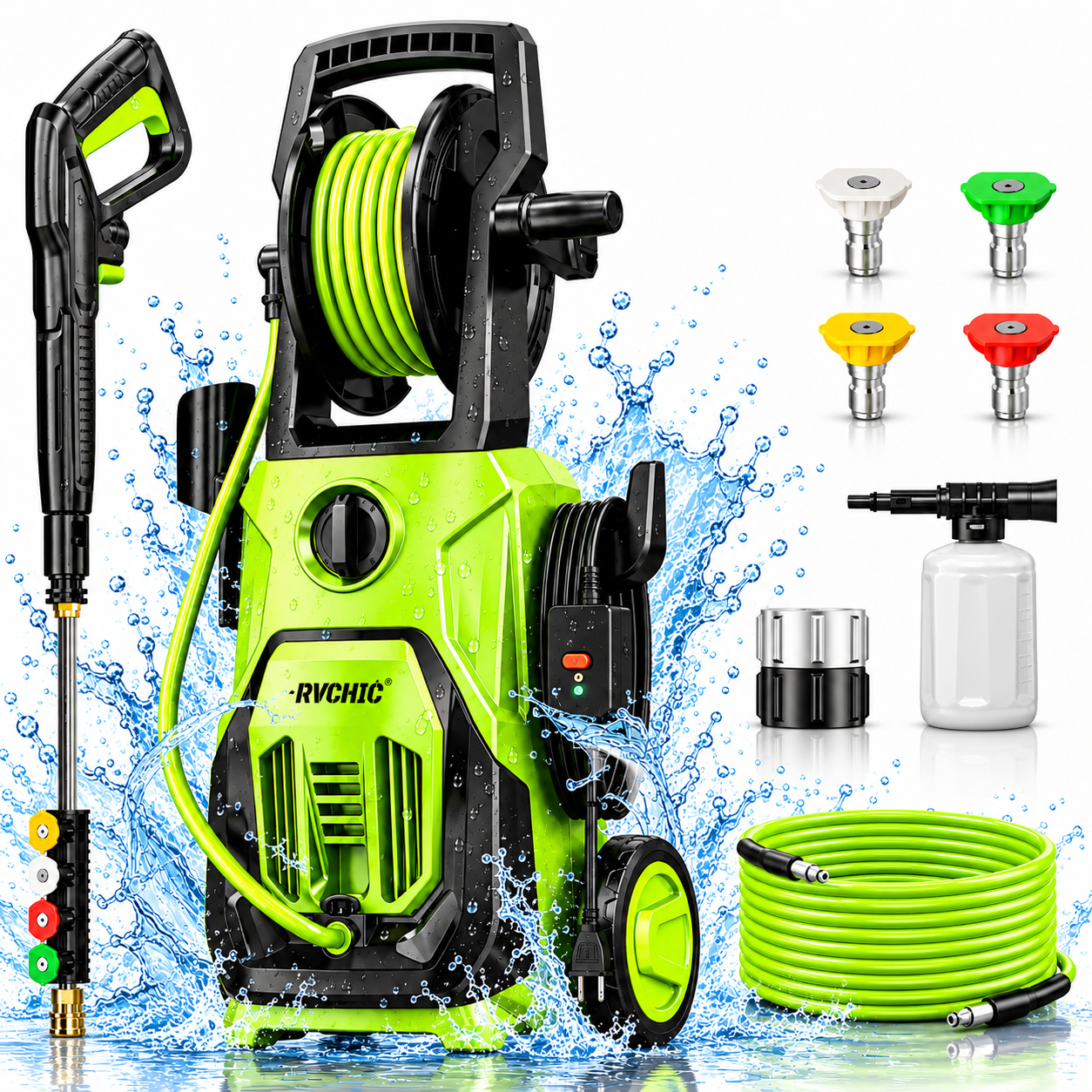 Rvchic 4200 PSI Electric Pressure Washer 2 8 GPM Power Washer Machine With Hose Reel 4 Quick Connect Nozzles For Clean Patios Cars Fences Driveways: What to Expect