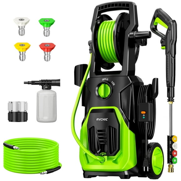 Rvchic 4200 PSI Electric Pressure Washer,2.8 GPM Power Washer Machine with Hose Reel,4 Quick Connect Nozzles,for Clean Patios,Cars,Fences,Driveways