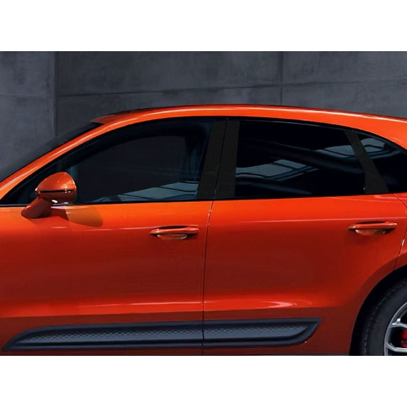 Rvinyl Pillar Post Pre Cut Window Trim Carbon Fiber 4D Black Fits Porsche Macan 2015-2022