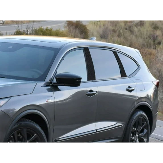 Rvinyl Pillar Post Window Trim Compatible with Acura MDX 2022-2024 - Carbon Fiber 4D (Black)
