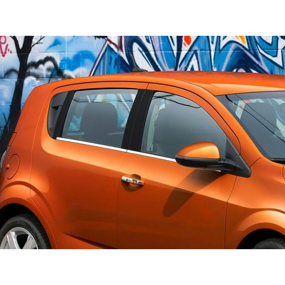 Rvinyl Pillar Post Window Trim Compatible with Chevrolet Sonic 2012-2015 (Hatchback) - Matte (Black)