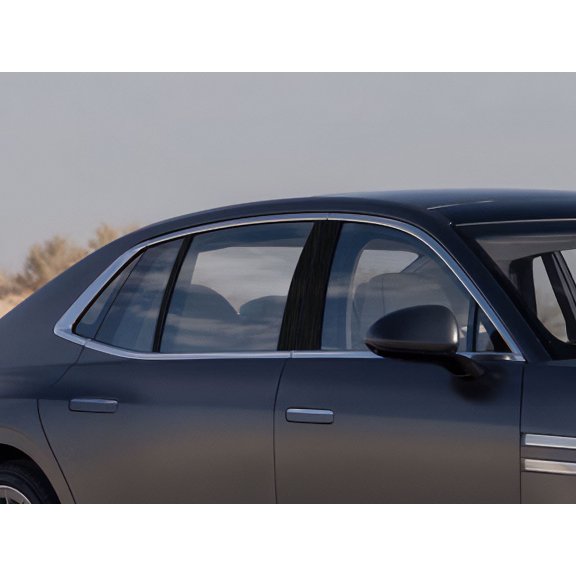 Rvinyl Pillar Post Window Trim Compatible with Genesis G90 2023-2023 - Aluminum (Brushed Black)