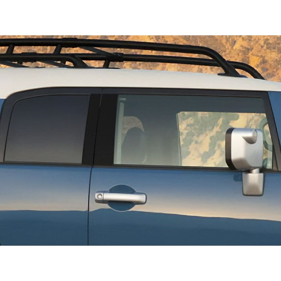 Rvinyl Pillar Post Window Trim Compatible with Toyota FJ Cruiser 2007-2014 - Carbon Fiber 4D (Black)