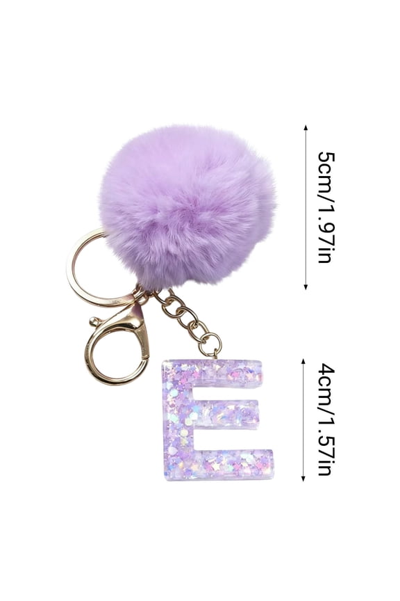 26 Letter Purple Velvet Ball Pendant Keychain, Personalized Initial Backpack Charm Pendant, Luxury Velvet Keyring Gift for Holiday Birthday