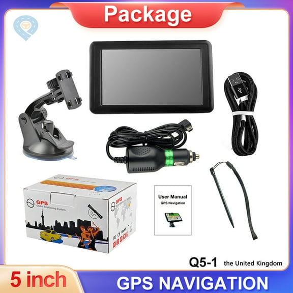 Rvkxad 5 Inch GPS Navigation System, High-Definition TFT Screen Car Truck Sat Nav Device, 8GB+128MB Expandable Storage GPS with FM Transmitter and Multimedia Player