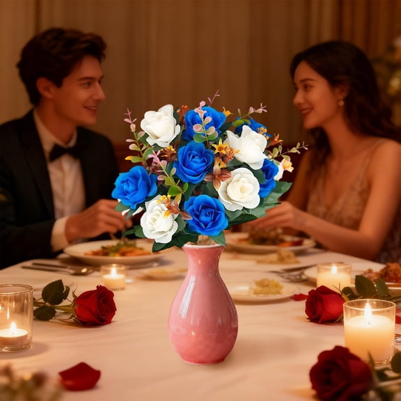 Rvkxad Artificial Rose Bundle, Silk Flower Bouquet for Wedding, Faux Floral Decor for Home Vase