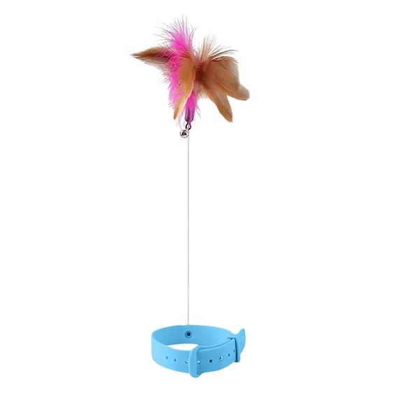 Rvkxad Automatic Cat Teaser Toy, Interactive Feather Wand with Sound Collar, Funny Cat Exercise Toy for Indoor Play Hunting Stimulation