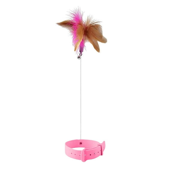 Rvkxad Automatic Cat Teaser Toy, Interactive Feather Wand with Sound Collar, Funny Cat Exercise Toy for Indoor Play Hunting Stimulation