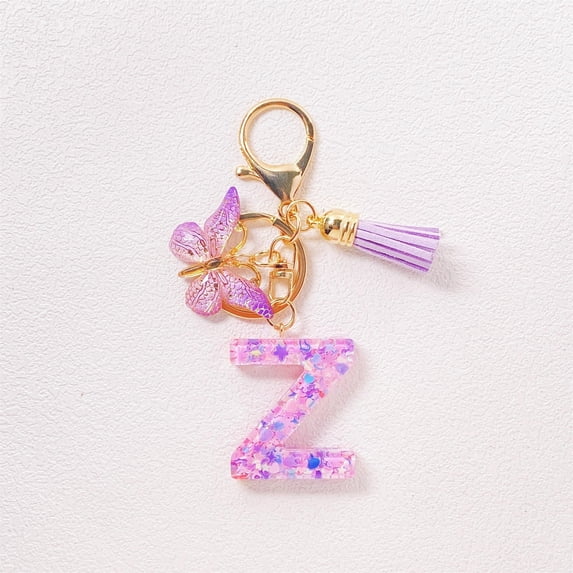 Rvkxad Custom Initial Keychain, Personalized Resin Letter Keychains For Women, Cute Tassel Keychain Accessory For Car Keys Wallet Backpack Bag Purse