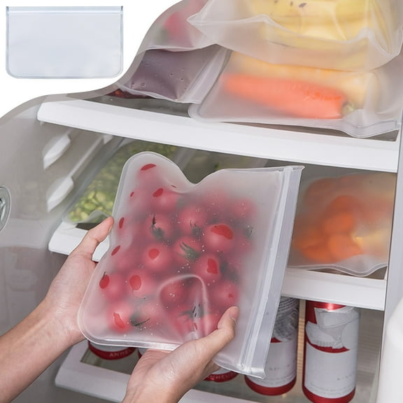 Rvkxad EVA Reusable Food Storage Bags, Clear Plastic Refrigerator Sealed Bags for Fruits Vegetables, Strong Preservation Self-Sealing Bags for Meat Snacks Home Kitchen Use