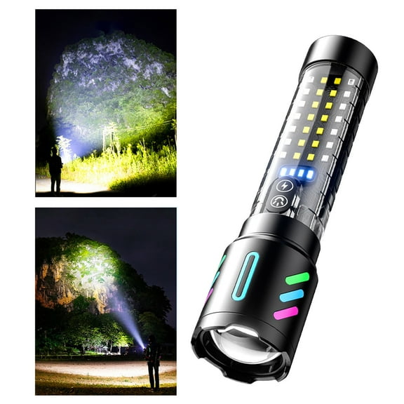 Rvkxad High Brightness Flashlight, Multi Functional Strong Light Outdoor Flashlight with Type-C Fast Charging, Waterproof Telescopic Focusing Flashlight for Camping Hiking Emergency Phone Charging