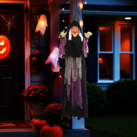 Rvkxad Horror Witch Halloween Toy, Removable Voice Controlled Decoration, Flashing Eyes Prop for Indoor Outdoor Party