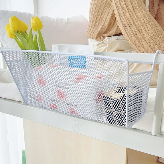 Rvkxad Iron Bedside Hanging Basket, Storage Caddy for Bed Headboard, Tablet Phone Organizer for Home Dormitory Apartment