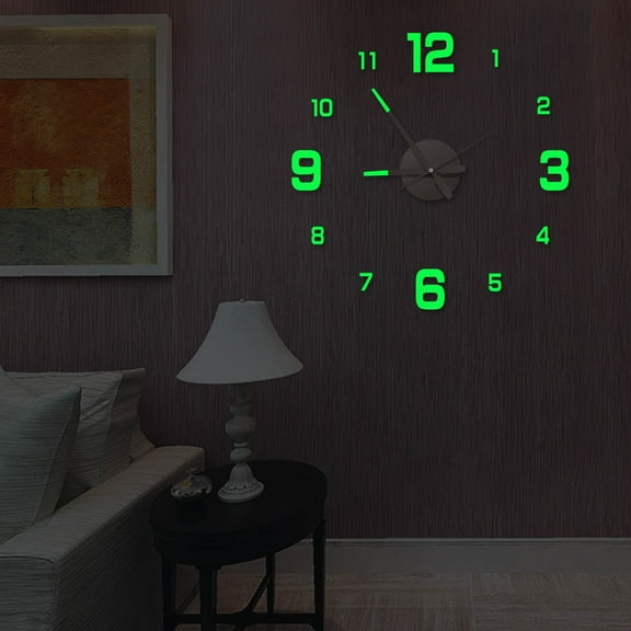 Rvkxad Luminous Wall Clock Sticker, DIY Glow in The Dark Frameless Hanging Watch, Modern Acrylic Mirror Wall Clock For Living Room, Bedroom, Kitchen, Office Decor