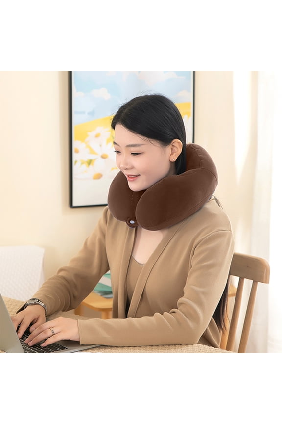 Memory Foam Neck Pillow, U-Shape Cervical Support Travel Pillow for Airplane Car Office, Ergonomic Comfort Sleeping Rest with Portable Space Saving Design