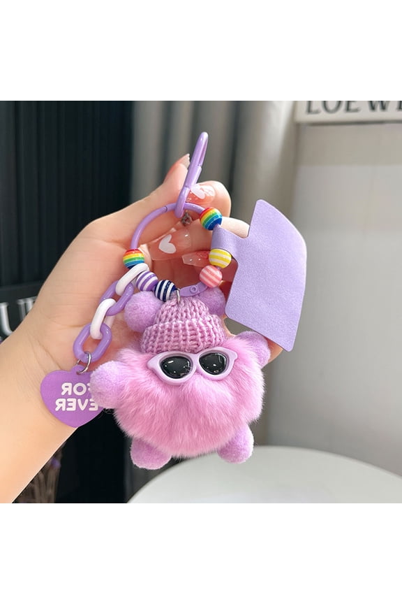 Mini Stuffed Animal Keychain, Soft Plush Toy Key Ring, Cute Bag Charm Accessory for Kids Adults