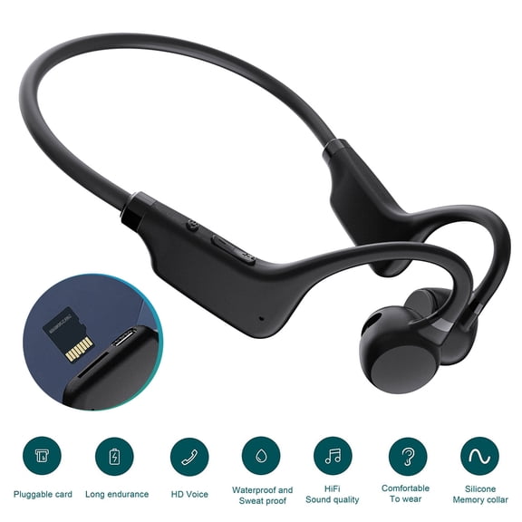 Rvkxad Open Ear Bluetooth Headphones, Wireless Bone Conduction Headset, Bluetooth 5.1 Stereo Sports Earbuds for Running Cycling Driving