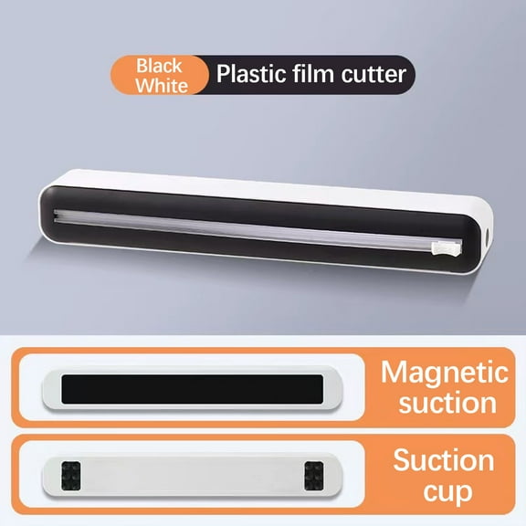 Rvkxad Plastic Wrap Dispenser With Cutter, Magnetic Adjustable Cling Film Cutter Box with Suction Cups, Reusable Food Wrap Dispenser for Kitchen Counter Storage of Cling Film Tin Foil Baking Paper