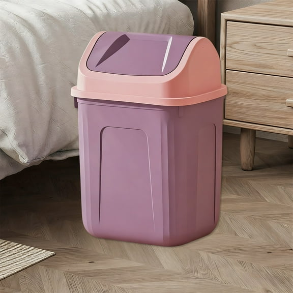 Rvkxad Square Trash Can With Lid, Purple Plastic Garbage Bin Odor Control, Two-Way Swing Lid Waste Bin for Bathroom Desk Small Space