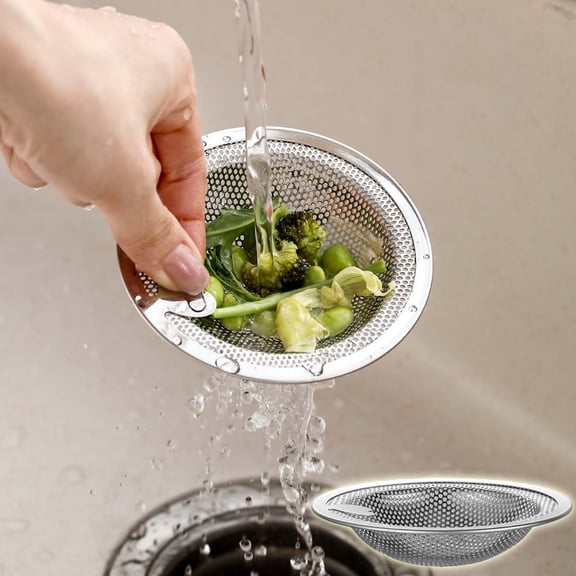 Rvkxad Stainless Steel Sink Strainer, Heavy Duty Kitchen Sink Filter Basket, Micro Hole Precision Drain Cover for Bathroom Sink Tub Dishwasher
