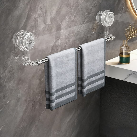 Rvkxad Suction Cup Extendable Towel Rack, No Drill Bathroom Wall Mounted Organizer, Scalable Towel Bar for Shower Home