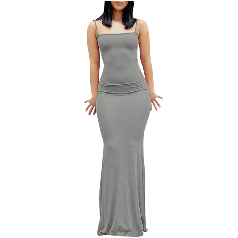 Rvkxad Summer Dress for Women Under $10 Maxi Bodycon Dress Sleeveless Spaghetti Strap Tight Slip Long Dresses Club Party Slim Fitting Sexy Dress Gray L - Walmart.com Rvkxad Summer Dress for Women Under $10 Maxi Bodycon Dress Sleeveless Spaghetti Strap Tight Slip Long Dresses Club Party Slim Fitting Sexy Dress Gray L - Walmart.com