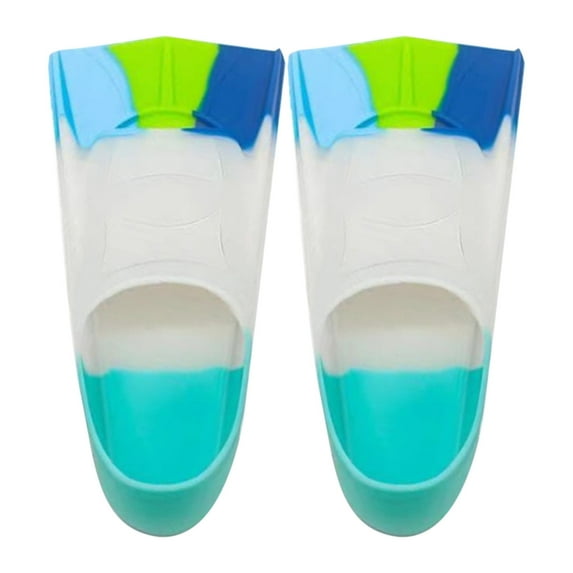 Rvkxad Swim Fins, Short Blade Training Fins for Swimming Snorkeling Diving, Kids Adults Adjustable Comfortable Non Slip Monofin for Pool Beach Water Sports