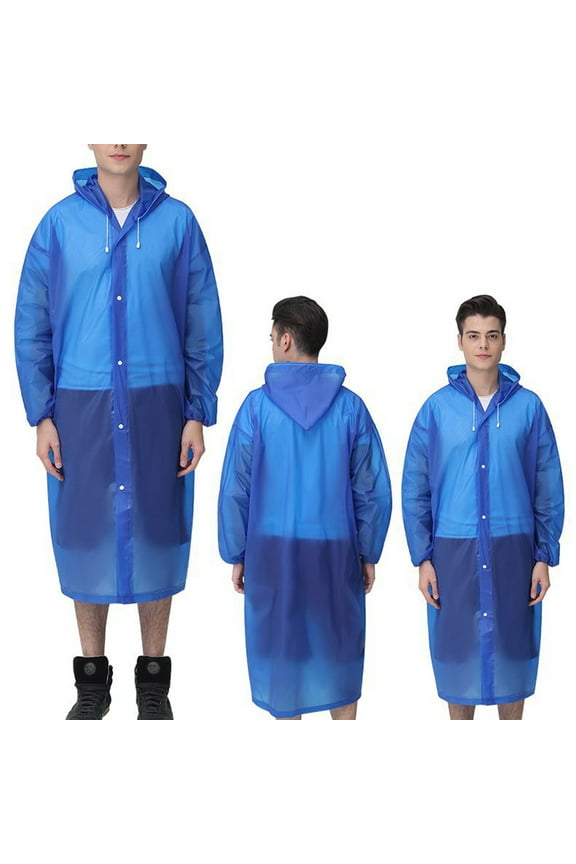 Unisex Outdoor Raincoat, Thick Transparent EVA Rain Jacket for Adults, Waterproof Reusable Hooded Raincoat for Fishing Hunting Camping Hiking