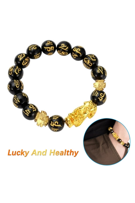 Wealth Attraction Bracelet, Buddhist Beads Jewelry for Success Health Luck, Pixiu Beaded Bracelet Gift for Graduation Birthday Positive Energy