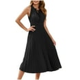 thumbnail image 1 of Rvkxad Womens Summer Dresses Clearance Under $10 Sleeveless Casual Spring Dress Empire Waist Maxi Long Tie Front A-Line Flowy Casual Smocked Dresses Black XXL, 1 of 5