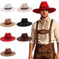 thumbnail image 1 of Rvusndi Cowboy Hat,Cowboy Hat Men Women Wide Brim Western Boho Jazz Hat Summer Beach Hat Lightweight Fedora Sun Hat for Vacation Beach Octoberfest, 1 of 5