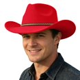thumbnail image 1 of Rvusndi Cowboy Hat,Cowboy Hat Men Women Wide Brim Western Boho Summer Beach Hat Lightweight Fedora Sun Hat for Vacation Beach Octoberfest, 1 of 4