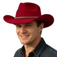thumbnail image 1 of Rvusndi Cowboy Hat,Cowboy Hat Men Women Wide Brim Western Boho Summer Beach Hat Lightweight Fedora Sun Hat for Vacation Beach Octoberfest, 1 of 4