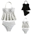 thumbnail image 1 of Rvusndi Girls Tankini 2 Piece Swimsuit Halter High Waisted Ruffle Bathing Suit Comfortable Bikini Sets Kids Swimwear 7-8 Years, 1 of 6