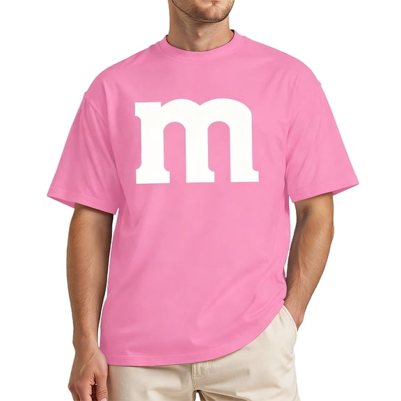 Rvwovn Letter M Costume T-Shirt for Men Funny Graphic Short Sleeve Tee for Adults and Team Matching