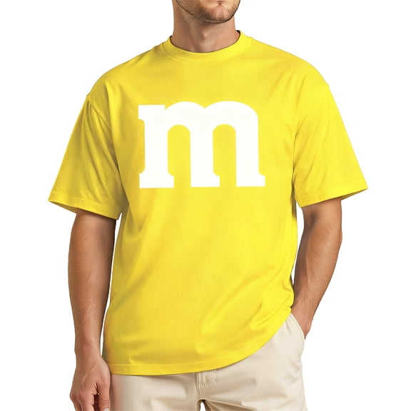 Rvwovn Letter M Costume T-Shirt for Men Funny Graphic Short Sleeve Tee for Adults and Team Matching