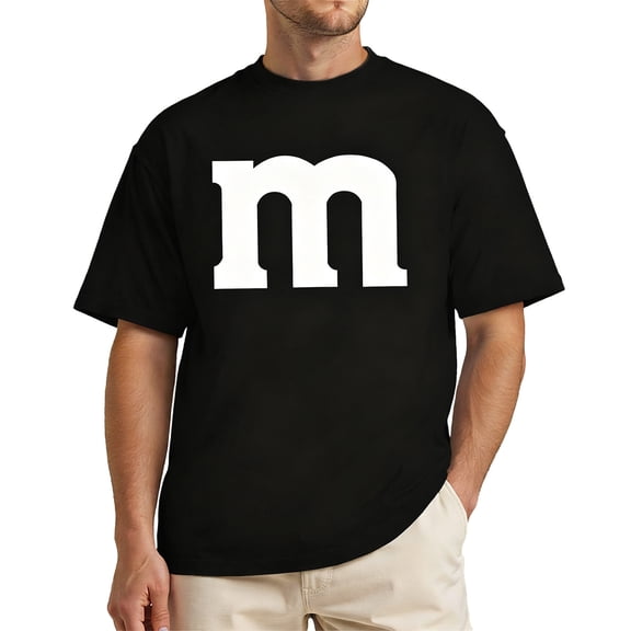 Rvwovn Letter M Costume T-Shirt for Men Funny Graphic Short Sleeve Tee for Adults and Team Matching