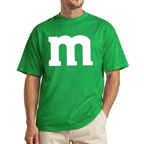 Rvwovn Letter M Costume T-Shirt for Men Funny Graphic Short Sleeve Tee for Adults and Team Matching